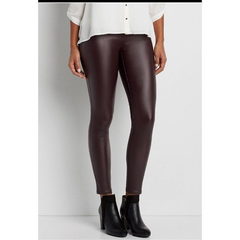 NWT Maurice’s Plus Size Perfect Brown Faux Leather Skinny High Rise Pant Size 14